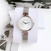 Calvin Klein Authentic Silver Dial Silver Mesh Bracelet Watch for Women - K8G23126