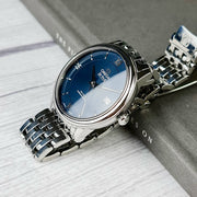 Omega De Ville Prestige Co-Axial Orbis Blue Dial Silver Steel Strap Watch for Men - 424.10.40.20.03.001