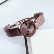 Gucci Interlocking G Quartz Brown Dial Brown Steel Strap Watch for Women -  YA133317