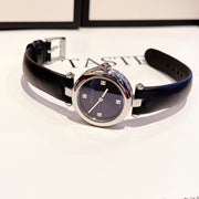 Gucci Diamantissima Quartz Diamonds Black Dial Black Leather Strap Watch for Women - YA141506