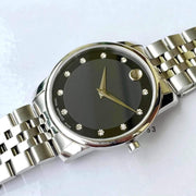 Movado Museum Classic Black Dial Silver Steel Strap Watch For Women - 0606858