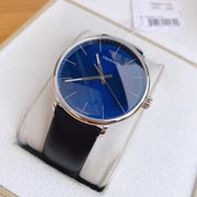 Calvin Klein High Noon Quartz Blue Dial Black Leather Strap Watch for Men - K8M211CN