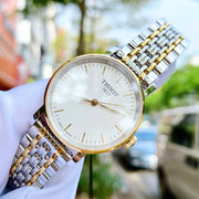 Tissot T Classic Everytime Small White Dial Two Tone Mesh Bracelet Watch For Women - T109.210.22.031.00