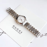 Gucci G Timeless Silver Dial Silver Steel Strap Watch For Women - YA126501