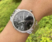 Omega De Ville Prestige Co-Axial Black Dial Silver Steel Strap Watch for Men - 424.10.40.20.01.001