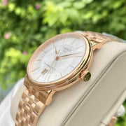 Tissot T Classic Carson Premium Automatic White Dial Rose Gold Steel Strap Watch for Men - T122.407.33.031.00