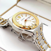 Versace Chain Reaction Quartz White Dial Two Tone Steel Strap Watch for Men - VEDY00519