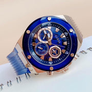 Guess Poseidon Chronograph Blue Dial Blue Silicone Strap Watch For Men - GW0425G3
