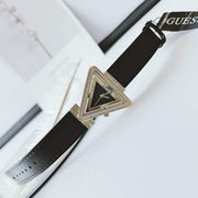 Guess Fame Quartz Black Dial Black Leather Strap Watch For Women - GW0504L5