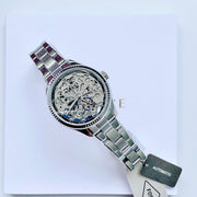 Fossil Rye Automatic Skeleton Silver Dial Silver Steel Strap Watch for Women - BQ3753