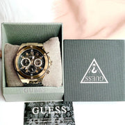 Guess Poseidon Chronograph Black Dial Black Silicone Strap Watch For Men - GW0425G1