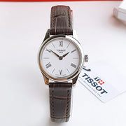 Tissot Tradition 5.5 Lady Silver Dial Brown Leather Strap Watch for Women - T063.009.16.018.00