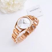 Calvin Klein Dainty White Dial Rose Gold Steel Strap Watch for Women - K7L23646