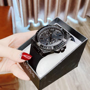 Guess Zeus Multifunction Crystals Black Dial Black Silicone Strap Watch For Men - GW0208G5