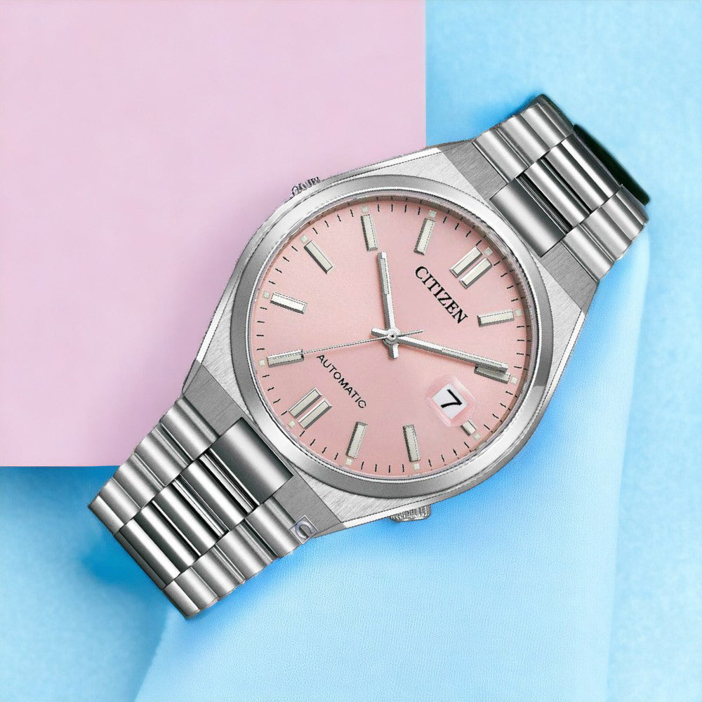 Citizen x Pantone Automatic Dreamy Pink Dial Silver Steel Strap