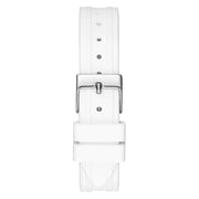 Guess Sparkling Silver Dial White Rubber Strap Watch For Women - GW0032L1