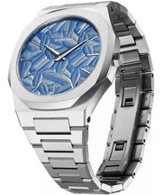 D1 Milano Ultra Thin Olympic Blue Dial Silver Steel Strap Watch for Men - D1-UTBJ35