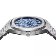 D1 Milano Ultra Thin Olympic Blue Dial Silver Steel Strap Watch for Men - D1-UTBJ35