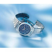 D1 Milano Ultra Thin Olympic Blue Dial Silver Steel Strap Watch for Men - D1-UTBJ35