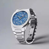 D1 Milano Ultra Thin Olympic Blue Dial Silver Steel Strap Watch for Men - D1-UTBJ35
