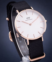 Daniel Wellington Classic Petite Cornwall White Dial Green NATO Strap Watch For Women - DW00100253