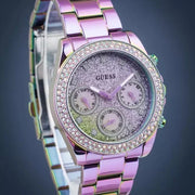 Guess Confetti Chronograph Crystals Multicolor Dial Purple Steel Strap Watch For Women - GW0483L5
