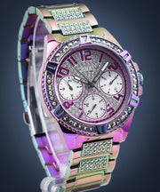 Guess Lady Frontier Diamonds Silver Dial Multicolor Steel Strap Watch for Women - GW0044L1
