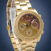 Guess Sol Chronograph Gold Dial Gold Steel Strap Watch For Women - GW0483L2