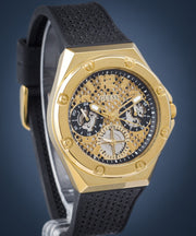 Guess Asteria Multifunction Gold Dial Black Rubber Strap Watch For Women - GW0620L2