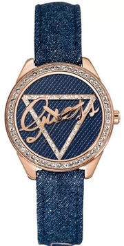 Guess Little Flirt Quartz Blue Dial Blue Leather Strap Watch For Women - W0456L6