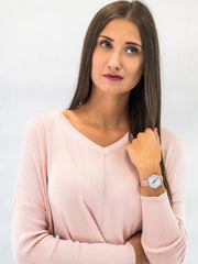 Michael Kors Pyper Analog White Dial Pink Leather Strap Watch For Women - MK2803