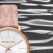 Michael Kors Pyper Quartz White Dial Pink Leather Strap Watch For Women - MK2859