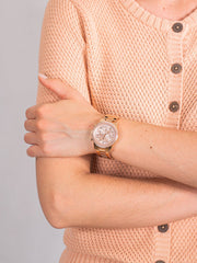 Michael Kors Ritz Chronograph Rose Gold Dial Rose Gold Steel Strap Watch for Women - MK6357