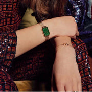 Daniel Wellington Quadro Melrose Green Dial Rose Gold Mesh Strap Watch For Women - DW00100437