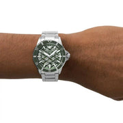 Emporio Armani Sea Explorer Meccanico Automatic Green Dial Silver Steel Strap Watch For Men - AR60061