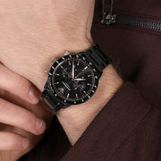 Emporio Armani Mario Ceramic Chronograph Black Dial Black Steel Strap Watch For Men - AR70002