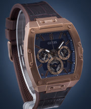 Guess Phoenix Multifunction Blue Dial Brown Leather Strap Watch for Men - GW0202G2