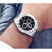 Hugo Boss Ikon Chronograph Black Dial Silver Steel Strap Watch for Men - 1512965