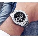 Hugo Boss Ikon Chronograph Black Dial Silver Steel Strap Watch for Men - 1512965