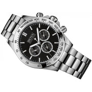Hugo Boss Ikon Chronograph Black Dial Silver Steel Strap Watch for Men - 1512965