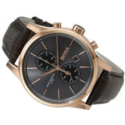 Hugo Boss Jet Chronograph Grey Dial Brown Leather Strap Watch for Men - 1513281