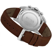Hugo Boss Skymaster Chronograph Grey Dial Brown Leather Strap Watch for Men - 1513787