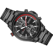 Hugo Boss Globetrotter Chronograph Black Dial Black Steel Strap Watch for Men - 1513825