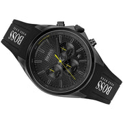 Hugo Boss Distinct Chronograph Black Dial Black Silicone Strap Watch for Men - 1513859