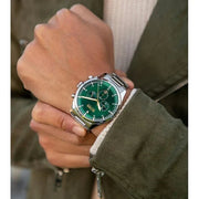 Hugo Boss Pioneer Chronograph Green Dial Silver Steel Strap Watch for Men - 1513868