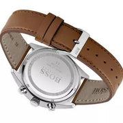 Hugo Boss Champion Chronograph White Dial Brown Leather Strap Watch for Men - 1513879
