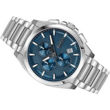 Hugo Boss Grandmaster Chronograph Blue Dial Silver Steel Strap Watch for Men - 1513884