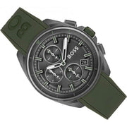 Hugo Boss Volane Chronograph Grey Dial Green Silicone Strap Watch For Men - 1513952