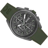 Hugo Boss Volane Chronograph Grey Dial Green Silicone Strap Watch For Men - 1513952