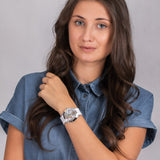 Guess Wanderlust Crystals Silver Dial White Rubber Strap Watch for Women - W1059L1